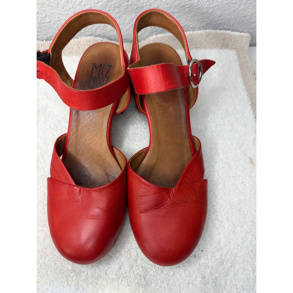 Miz Mooz Mary Jane Ankle Strap Block Heel Sandals Size 39 Round Toe